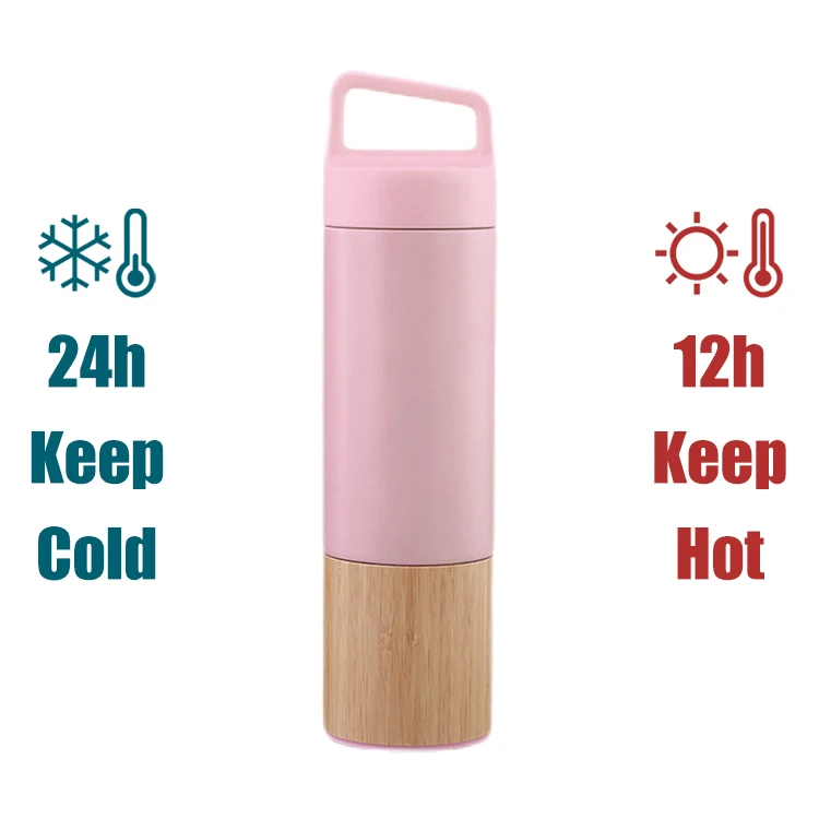 Eco-friendly Vacuum Flask Insulated Stainless Steel Water Bottles With Bamboo Bottom New Products Customized logo & Color