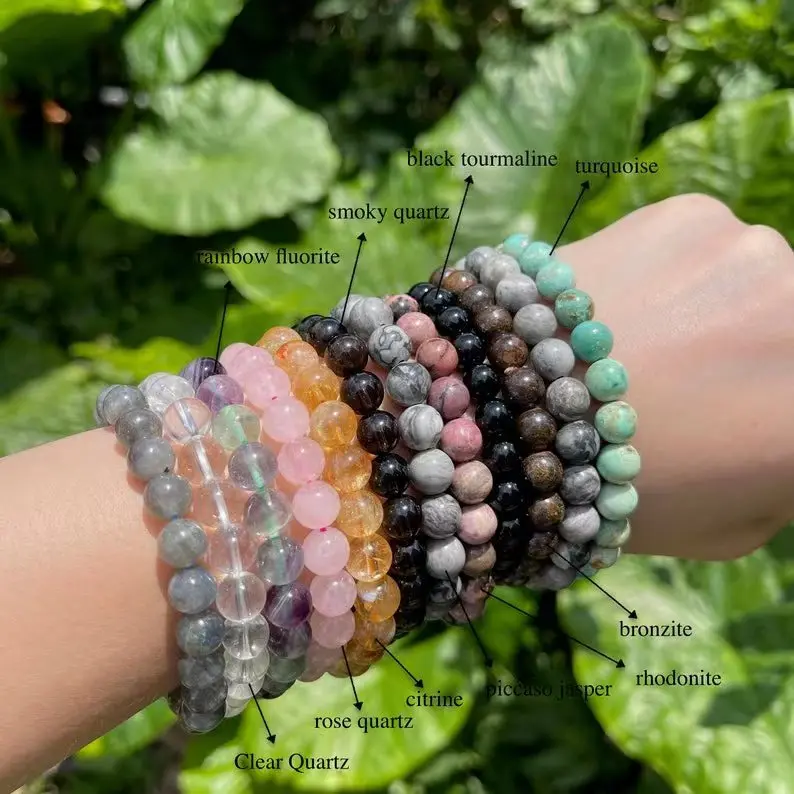 Wholesale Customized 100Kind 4/6/8mm Reiki Energy Healing Crystal Precious Gemstone Natural Genuine Stone Bracelet for Men Women
