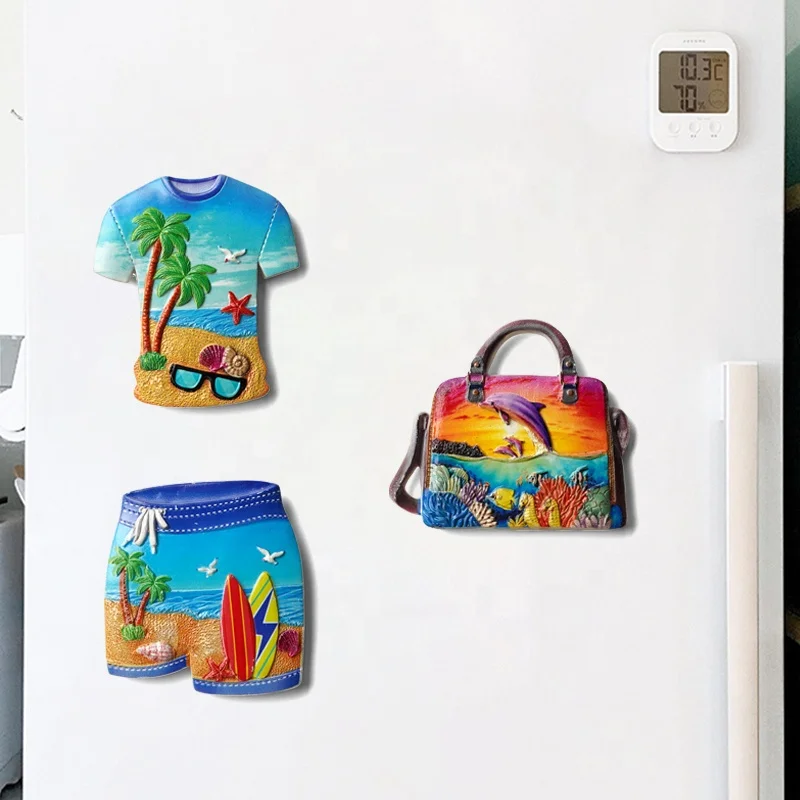 Magnetic Stickers Travel Ocean Scenery Refrigerator Stickers Creative Home Decoration T-shirt Clothes Shape Resin Sports Europe