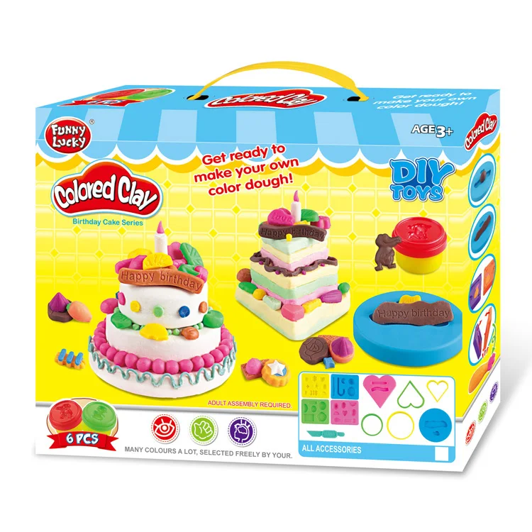 Children puzzle toys cake set diy moulding clay for kids