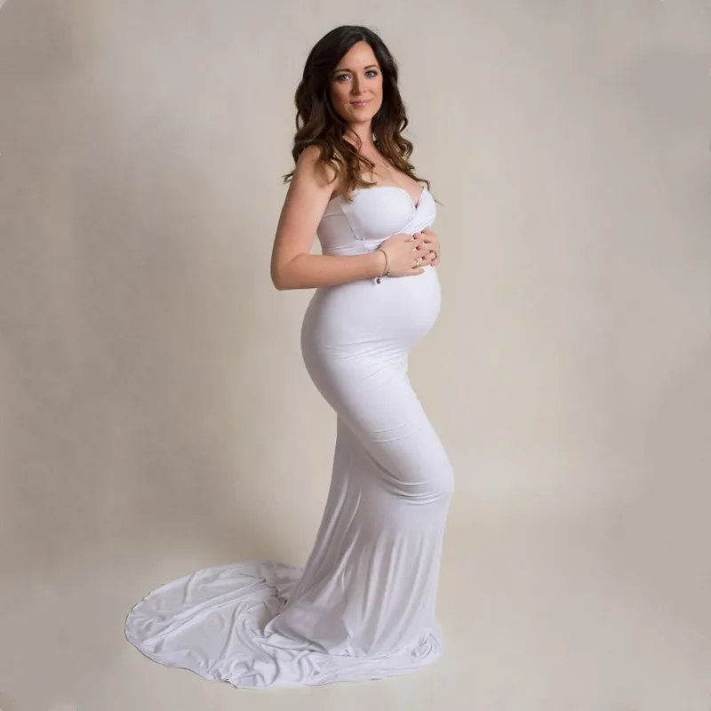  Off The Shoulder Stretchy Jersey Mermaid Dress Maternity Photography Pregnant Women