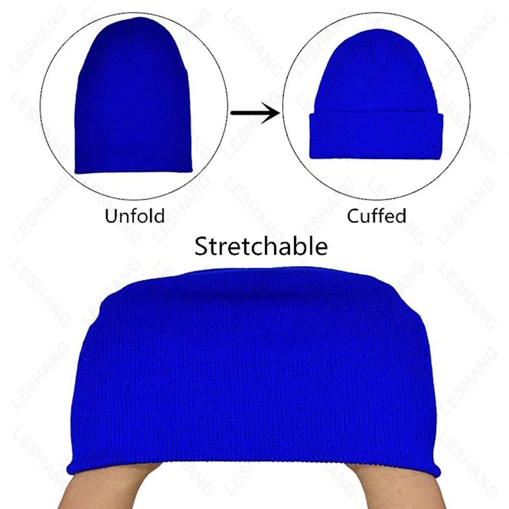 Fashion Custom Winter Plain Dyed Unisex Winter Warm Beanie Knitted Hat 100% Acrylic beanie caps