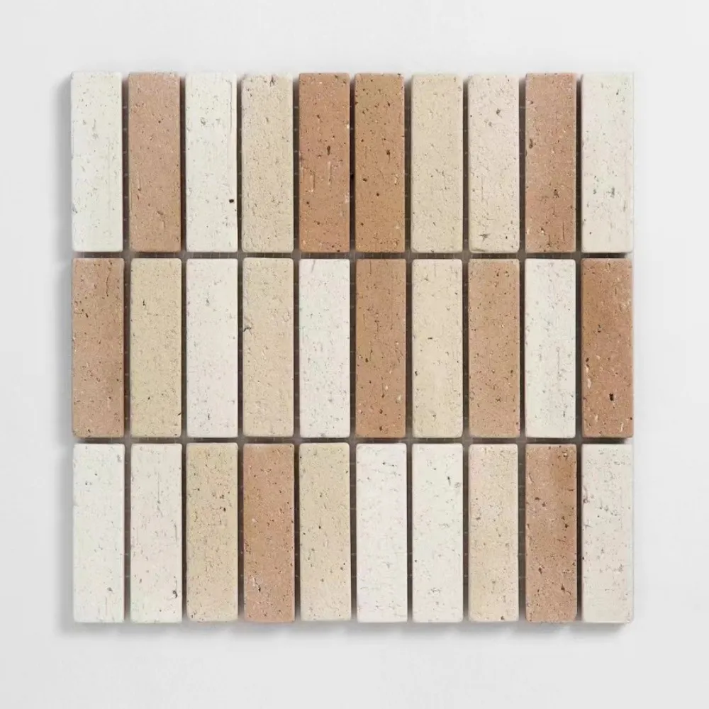 Cheap price terracotta red rustic antique clay mosaic strip ceramic matt tiles backsplash wall and floor tiles