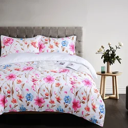 Ready Stock King Queen Size Wholesale Floral White Luxury Bed Sheet Bedding Set Comforter Duvet Cover Sets
