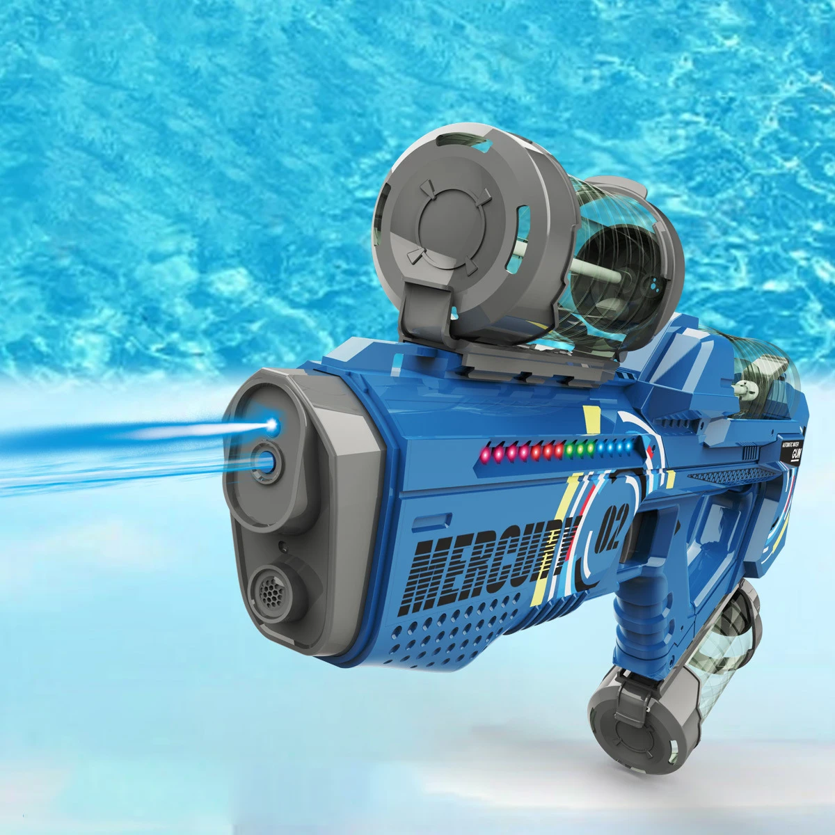 Battery-powered Water Gun Automatic Led Water Blaster Gun Electric Water Cannon Pool Shooting Toys with Light