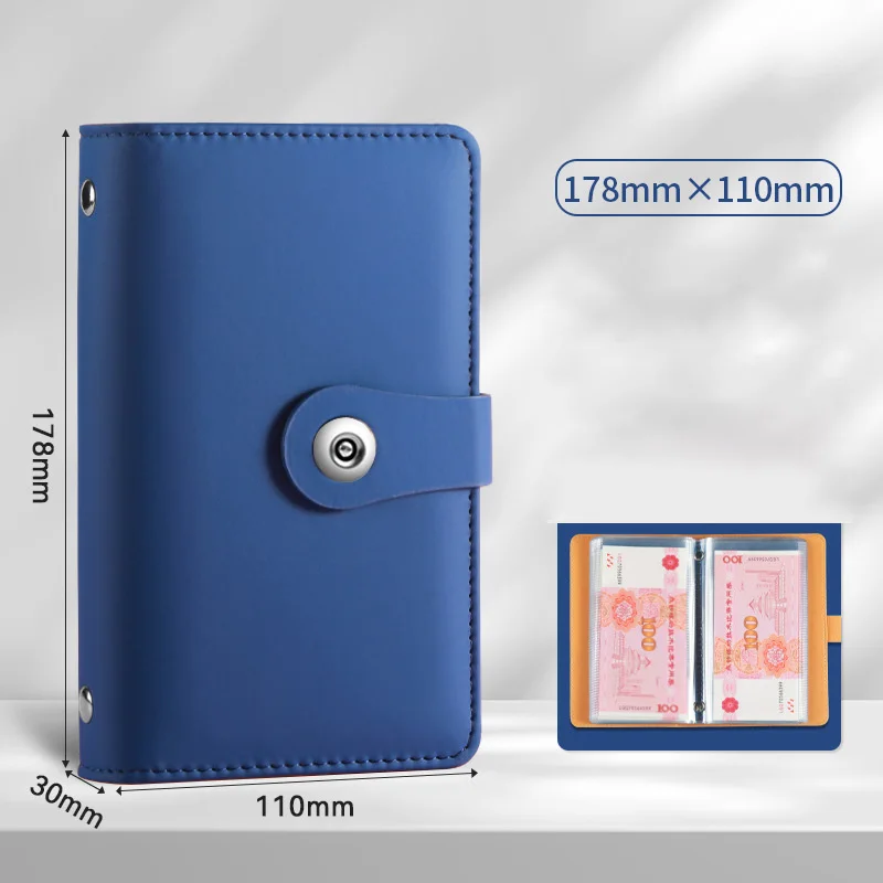 50 Pieces A6 PU Leather Money Saving Book Storage Clip Notebook Bank Loose-leaf Binding Deposit Notebook With PP Pocket