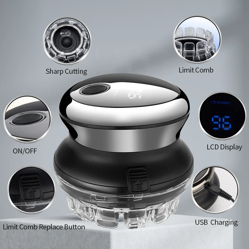 IPX6 Waterproof Electric Hair Clippers for Men Beard Hair Trimmer Rechargeable Bald Head Shaving Machine LCD Display