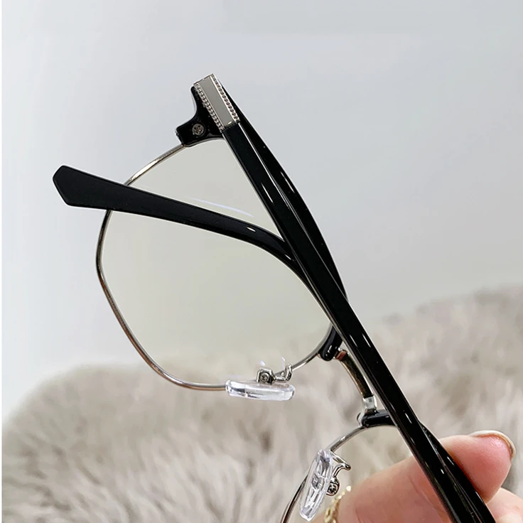 TR90 black eyebrow irregular square black silver monturas opticas 2023 blue light blocking 2024 men eyeglasses frames for women