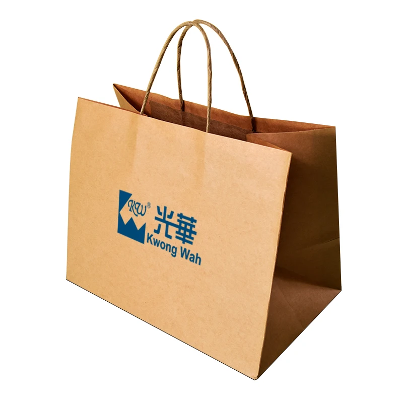 Shenzhen Wholesale Recycled Custom Paper Food Shopping Packaging Bags Brown Kraft Paper Bag