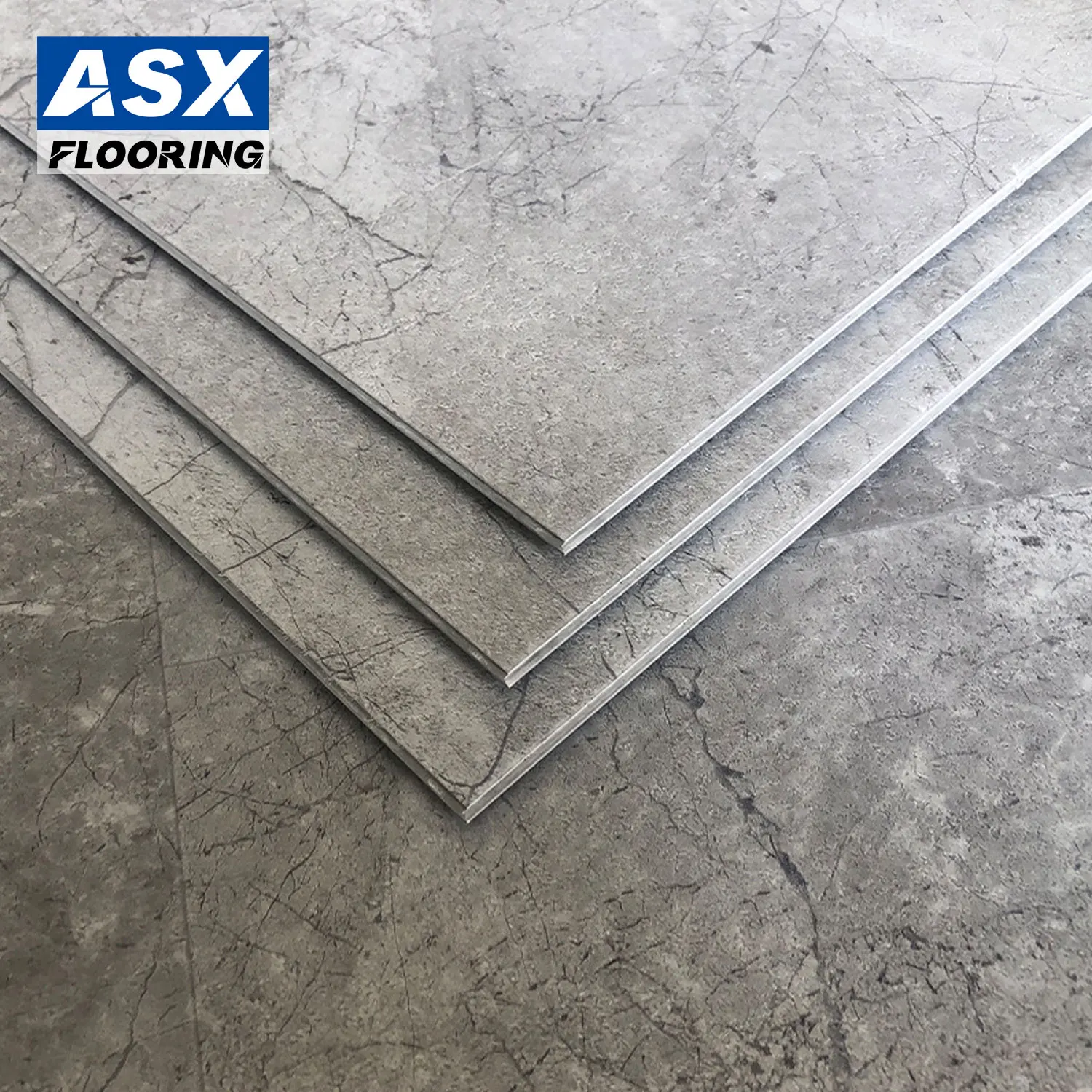 4mm 5mm Waterproof Marble Spc Tile Click Viny Spc Flooring Manufacturer Floor Tiles Pvc Stone Grey Click Lock