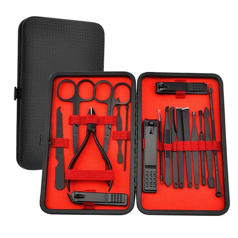 Hotsale High Quality Black Nail Clippers Beauty Manicure Tool Set 7/8/10/15/18pcs/set Dead Skin Clippers Pedicure Manicure Set