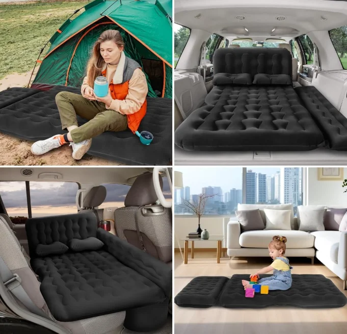 Car air mattress inflatable SUV truck Car camping mattress back seat Thickened Travel lathe sleeping mat with car air.