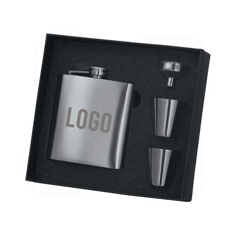7oz/8oz hip flask gift set Stainless steel hip flask with shot glass