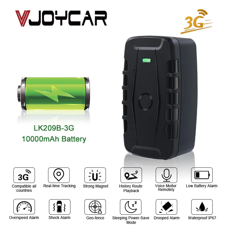 Vjoycar gps устройства слежения 3g с функцией lk209b wcdma 10000 мА/ч длительное время работы от аккумулятора Магнитный Gps трекер Отслеживание в режиме