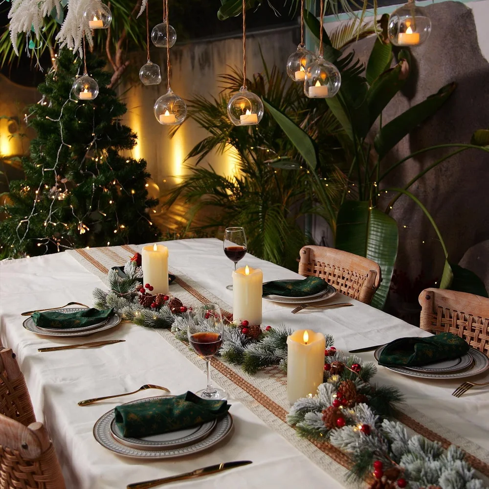 Set 2 Christmas 3D Patterned Pillar LED Candles Remote Control Battery Powered Flameless Flickering Wax Wedding Home Decoration