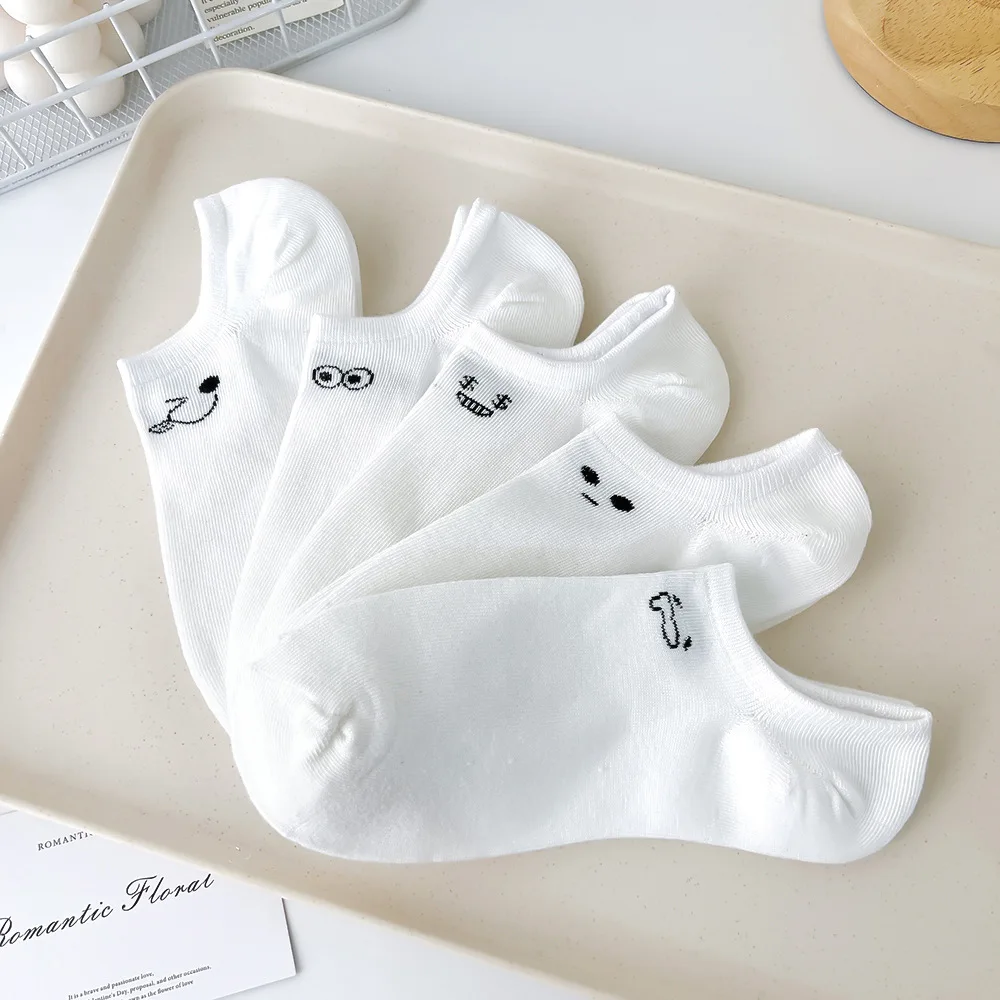 Wholesale White Minimalist Socks Unisex Spring Summer Short Sleeves Socks Funny Sweat Absorbing Thin Sports Low Top Sock
