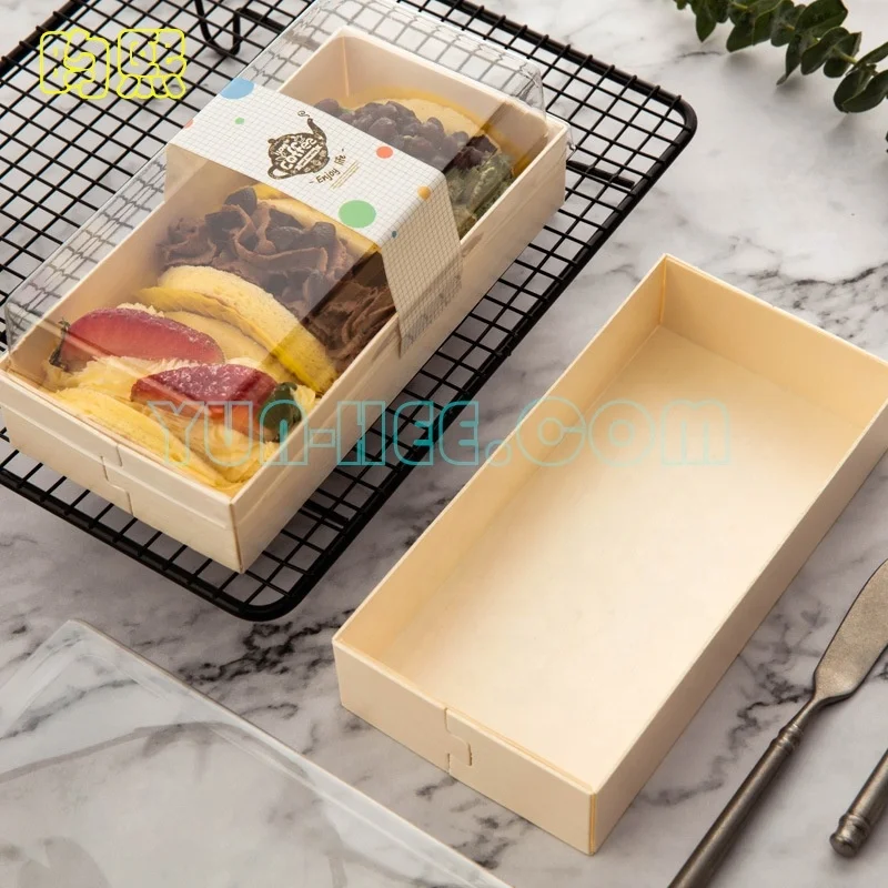 
Disposable Biodegradable Wood Box with Lid for Cake Cheese Macarons Sandwich Doughnut 