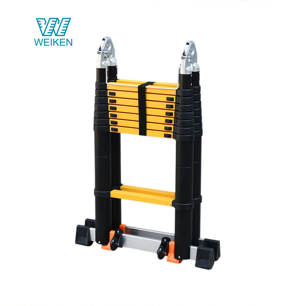 Ladder Manufacturers Black and Yellow Telescopic Ladder Joint Extension Aluminum Ladder Material