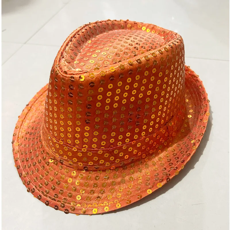 Colorful Sequin Hats Printing High Quality Led Luminous Custom Hat Fedora Hat For Stage