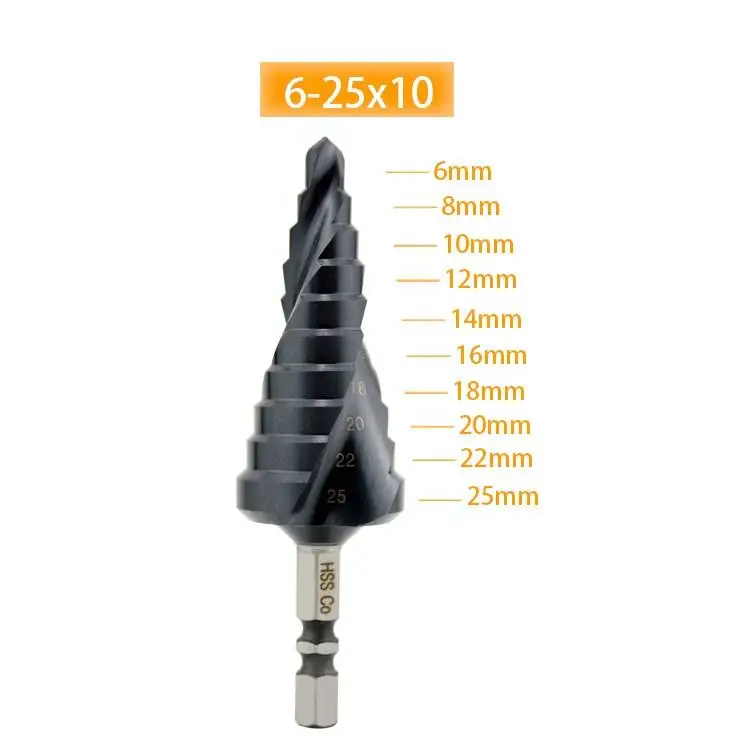 Probon Factory Hot Sale Step Drill Double R Slot Hexagon Shank M35 Cobalt Coated Stainless Steel