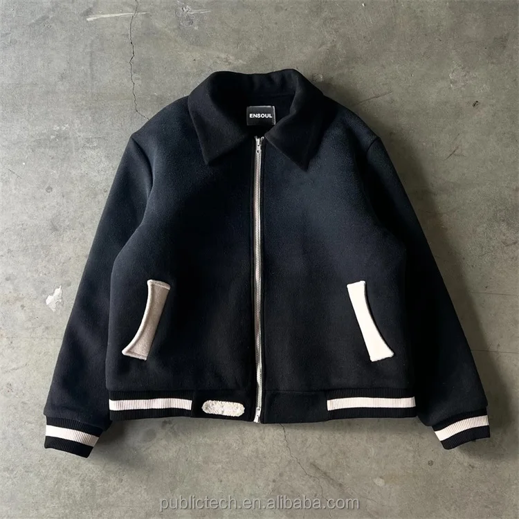 Wholesale Men Zip Up Cropped Hip Hop Varsities Custom Letterman Old School Vintage Basketball Jackets