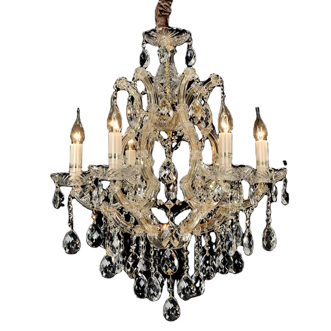 Прямая поставка с завода 6 огней европейская Хрустальная свеча люстра для гостиной столовой свадебной виллы