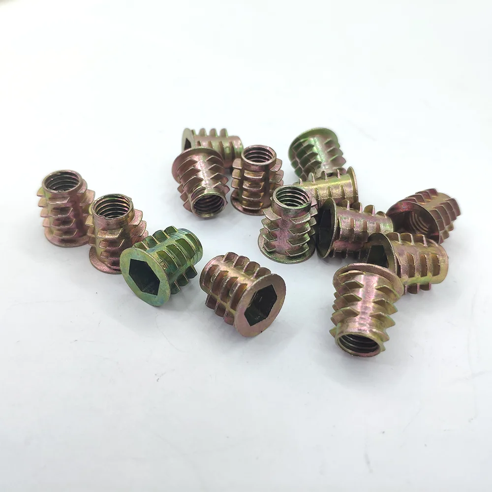 Factory M4 M5 M6 M8 Metal Hexagon Hex Socket Head Embedded Insert Nut E-Nut for Wood Furniture Inside Outside Thread Zinc-alloy