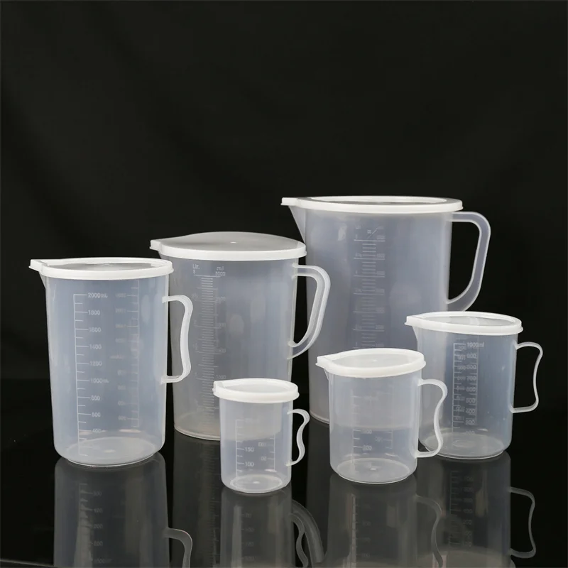 Хит продаж, прозрачный пластиковый лабораторный стакан с крышкой