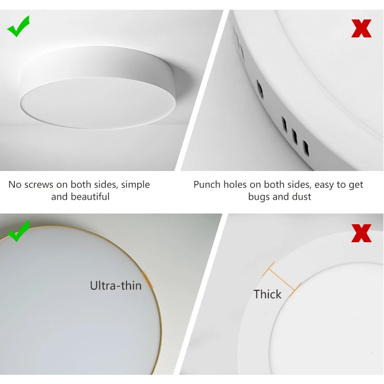 Factory Wholesale Price Frameless Ultra Thin PC Aluminum Indoor Surface Ceiling LED Panel Light