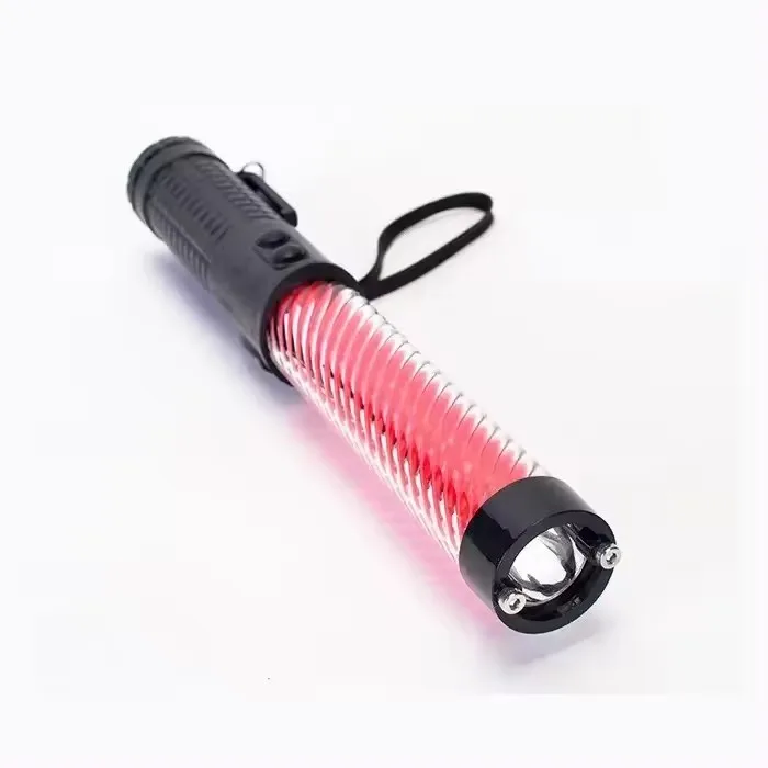 Battery/rechargeable warning flashing safety traffic wand led signal control guiding baton light wand Wrist Strap with whistle