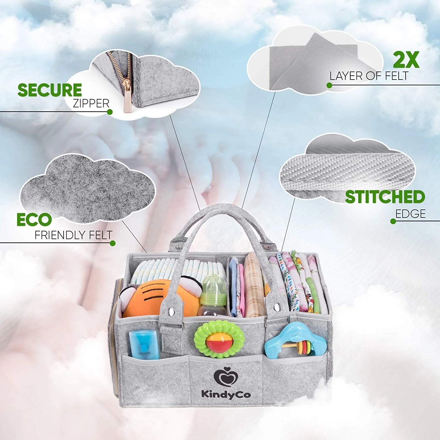 
Wholesale 2019 new felt gray diaper caddy 