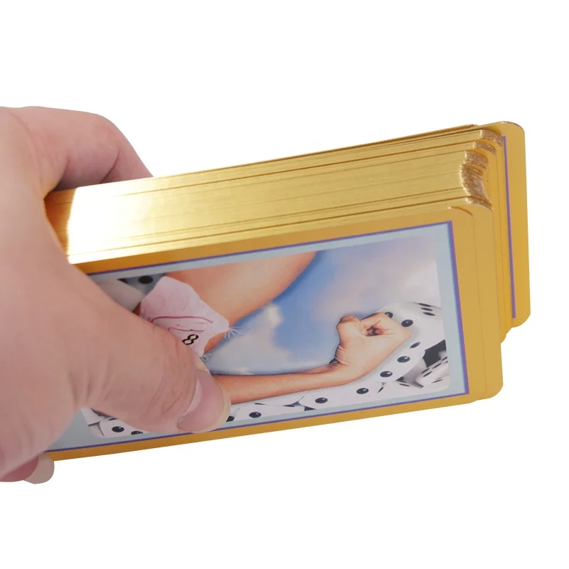 paper gold tarot card pouch with silver edges