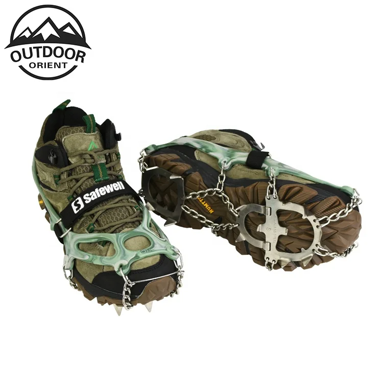 
2020 High Quality Newest Anti-Slip Whole Stainless Steel Chain Silicone Hiking Climbing Ice Grippers Crampons For Shoes Winter 