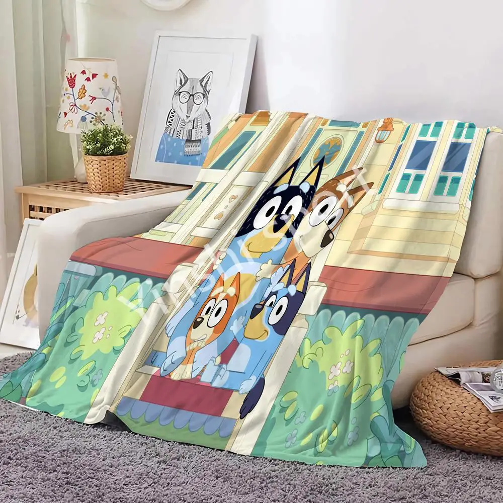 New Arrival Cartoon Blueys Birthday Background Cloth For Birthday Party Blanket Soft Flannel Fleece Warm Throw black Blankets