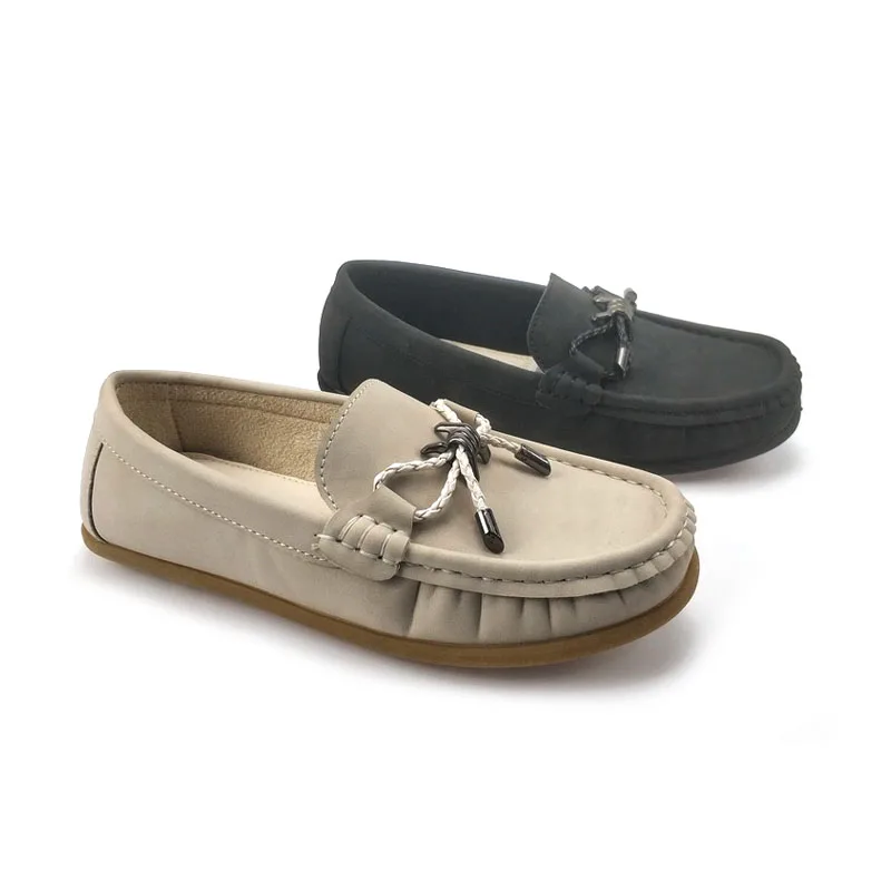 
Kids metal buttonl soft insole Sheep and amraphel bowknot Moccasin-Gommino Fashion Flat Loafers walking Boat shoe for boys 