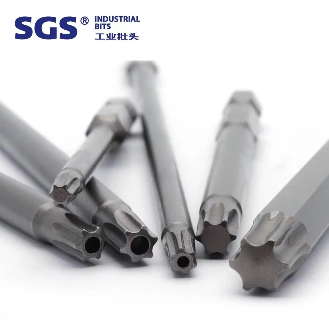 SGS source factory 1/4 Inch Strong Magnetic S2 material 50-150mm Single Head Torx industrial screwdriver bits