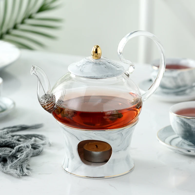 A06-01 White Ceramic Teapot with Glass Material Wholesale China Teapots