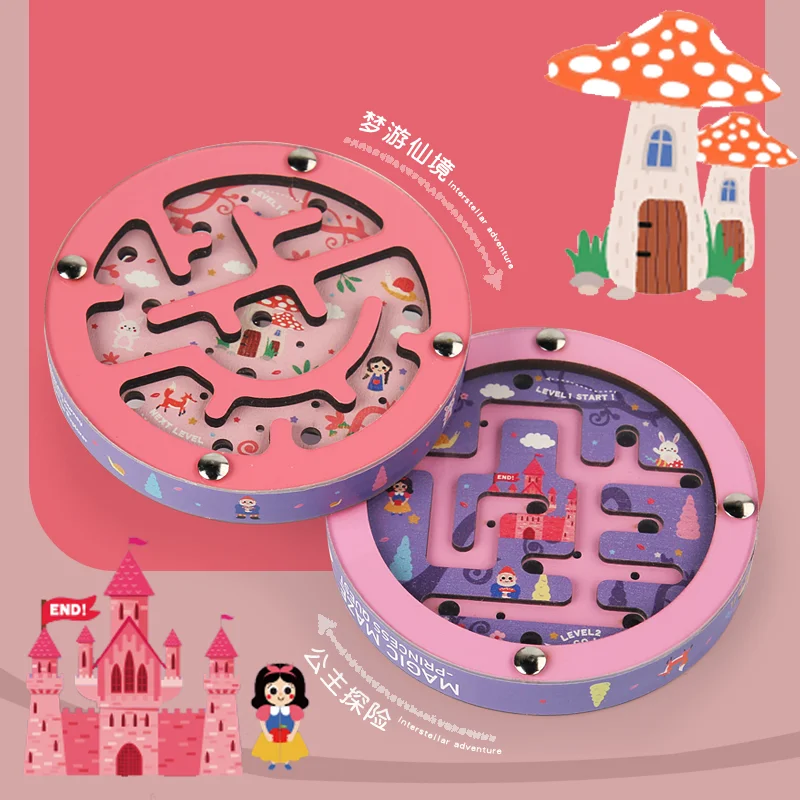 Wooden magic maze double side balance labyrinth ball maze game toy  focus training spatial logical thinking educational toys