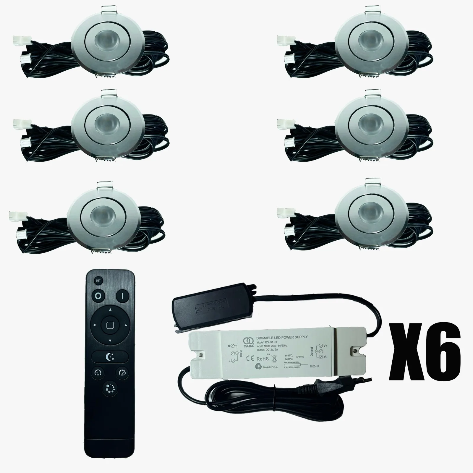 6-кратный поворотный светодиодный светильник 3 Вт, с регулируемой яркостью и дистанционным управлением IP44, защита от проникновения воды