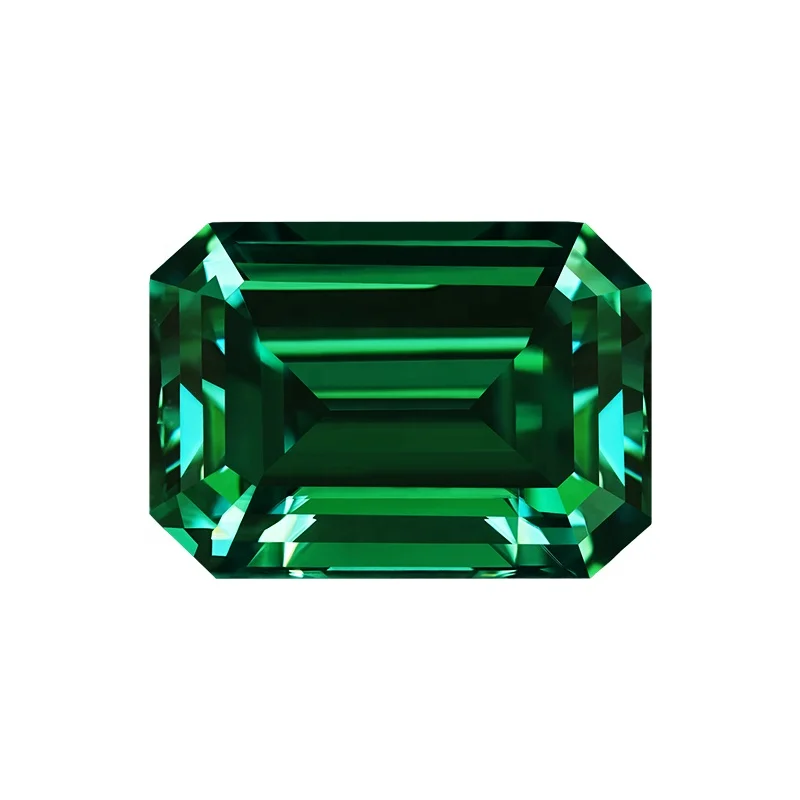 SICGEM Top Moissanite Manufacturer Green Emeral Shape Step Cut Moissanite Loose Gemstones for Jewelry Making GRA Certificate