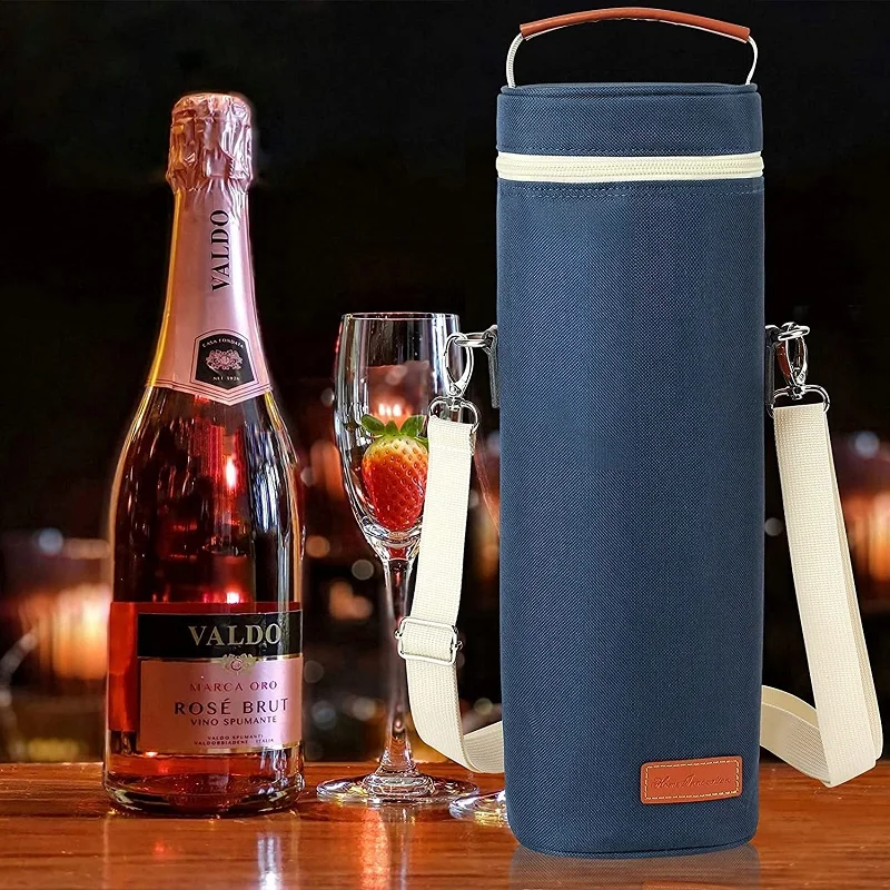Wholesale Personalised Insulated Wine Bottle Wine Tote Carrier Cooler Bag for Travel Picnic Wine Cooler Bag