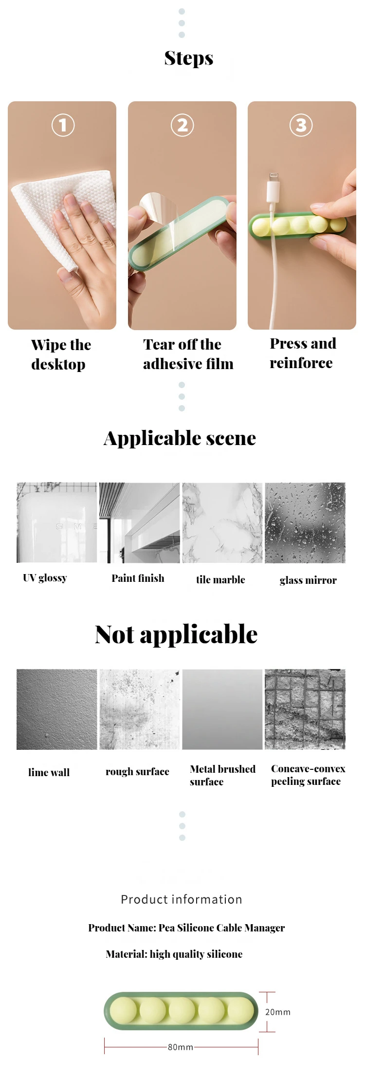 Pea cable fixer USB charging cable organizer desktop paste net harness wire device cartoon hub wire clip