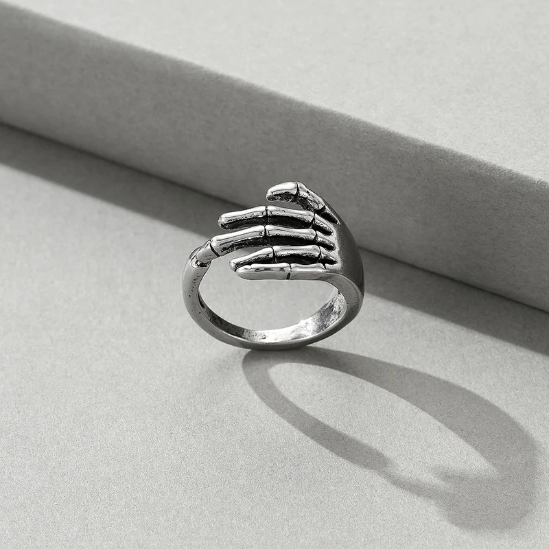 European Gothic Creative Skeleton  Ring Punk Alloy Five-pointed Finger Ring