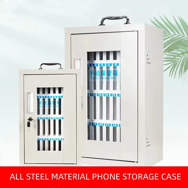 Customized acceptable new fashion design mobile phone storage locker box aluminum alloy case smart phone cabinet for school