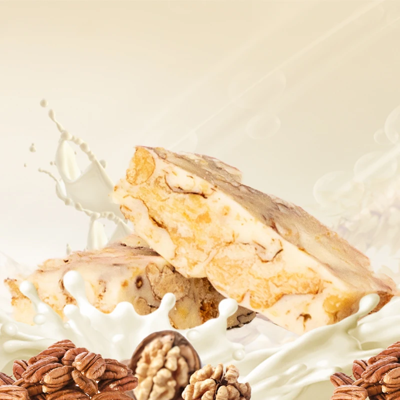 
wholesale bulk halal walnut peanut customize flavored chewy milk nougat candy 