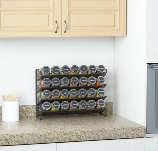 Factory customized 3 tier Kitchen Storage Organizer Spice Rack  with floor and wall hanging options