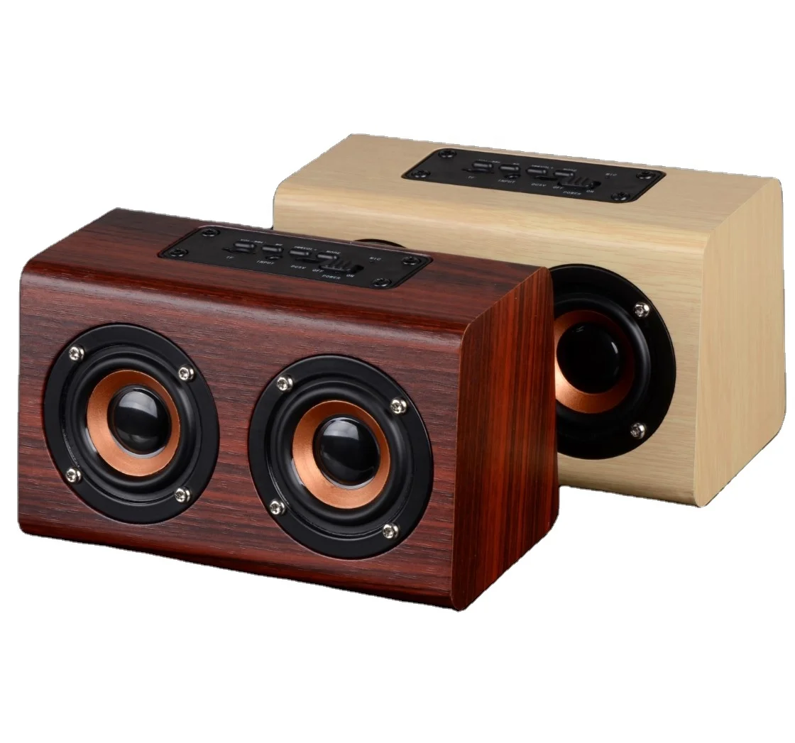 Portable Wooden Wireless Speakers Bluetooths 5.0 Fm Usb