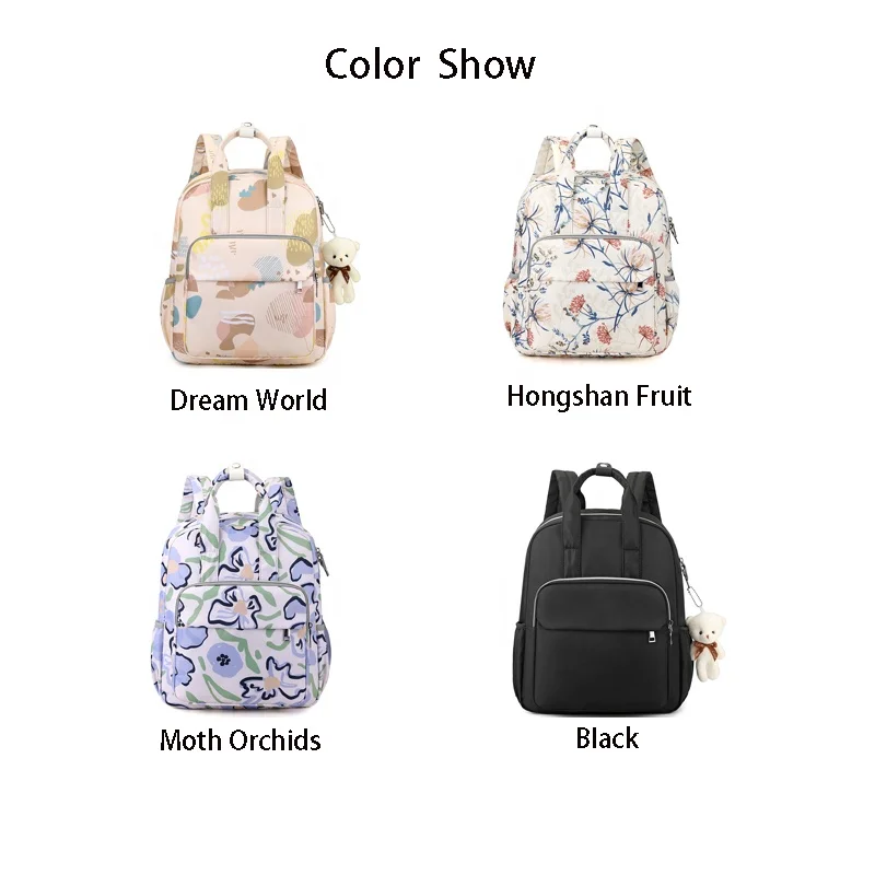 Wholesale New Design Colorful Printed Waterproof Large Capacity Washable Cloth Unisex Mom Baby Diaper Bags  Backpack