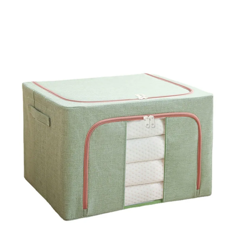 Oxford Cloth Steel Frame Storage Box Bin Waterproof Large Foldable Double Zipper Oxford Durable Fabric Cloth Storage Box