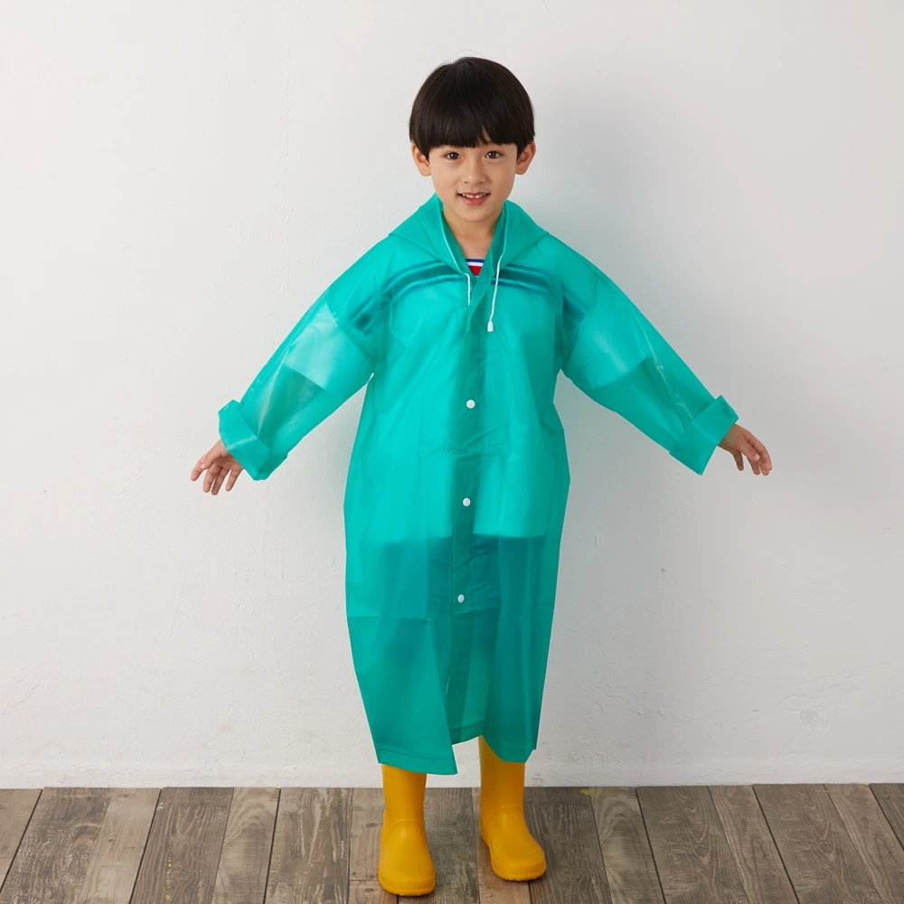 Прозрачный детский дождевик EVA с черной отделкой